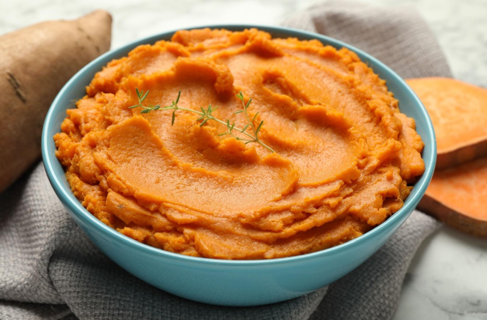 a photo of creamy soup that is soft for dental implants